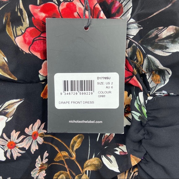 NICHOLAS Drape Front Ruched Floral Print Dress - Picture 10 of 16